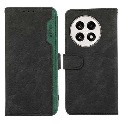 ABEEL Leather Case For OnePlus 13R 5G  /  Ace 5 5G  /  Ace 5 Pro 5G Color Splicing Flip Phone Cover RFID Blocking - Black - 1