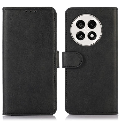 Phone Case For OnePlus 13R 5G / Ace 5 5G / Ace 5 Pro 5G Cowhide Texture Leather Wallet Phone Cover with Stand - Black - 1