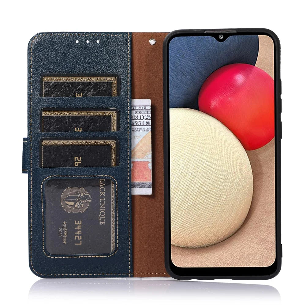 KHAZNEH Phone Case For OnePlus 13R 5G / Ace 5 5G / Ace 5 Pro 5G RFID Blocking Wallet PU Leather Cover - Blue - 2