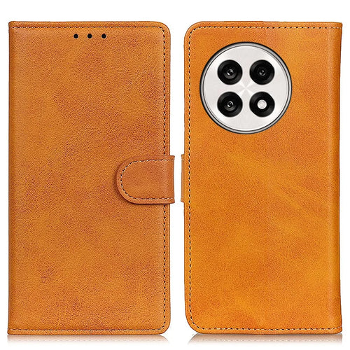 Stand Wallet Phone Case For OnePlus 13R 5G / Ace 5 5G / Ace 5 Pro 5G Cowhide Texture Leather Cover - Brown - 1