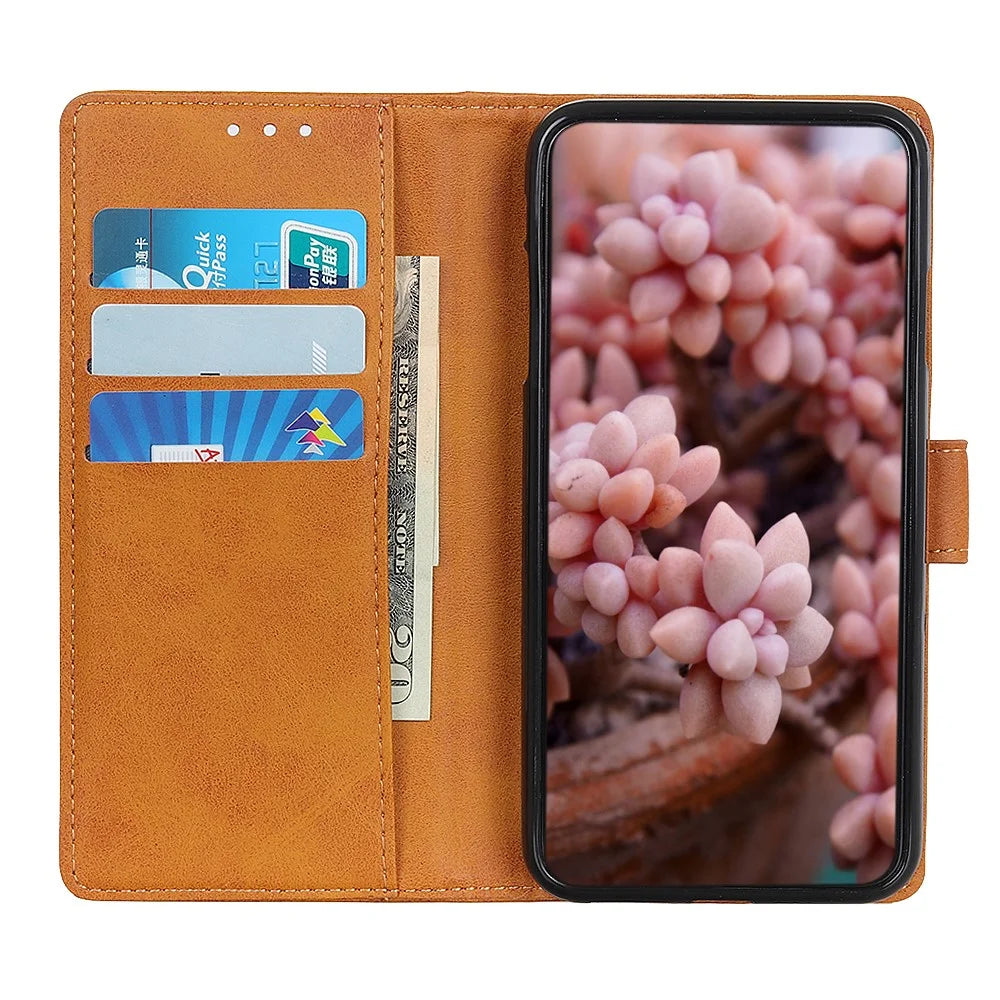 Stand Wallet Phone Case For OnePlus 13R 5G / Ace 5 5G / Ace 5 Pro 5G Cowhide Texture Leather Cover - Brown - 3