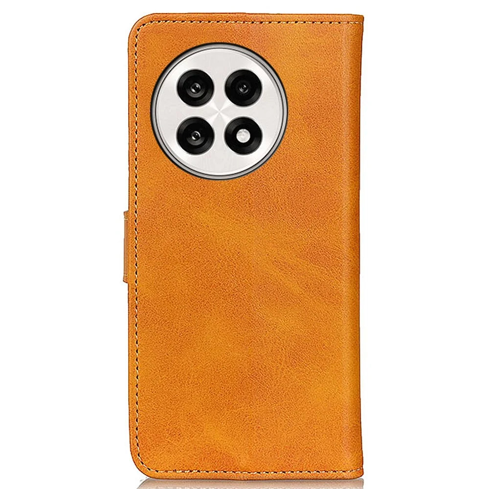 Stand Wallet Phone Case For OnePlus 13R 5G / Ace 5 5G / Ace 5 Pro 5G Cowhide Texture Leather Cover - Brown - 6