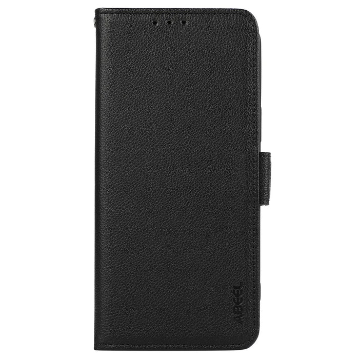 ABEEL Phone Case For OnePlus 13R 5G / Ace 5 5G / Ace 5 Pro 5G Litchi Texture Leather RFID Blocking Cover - Black - 5