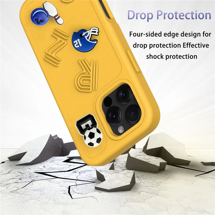 For iPhone 16 Pro Max Case Funny Pattern EVA Protective Phone Cover - Yellow - 5