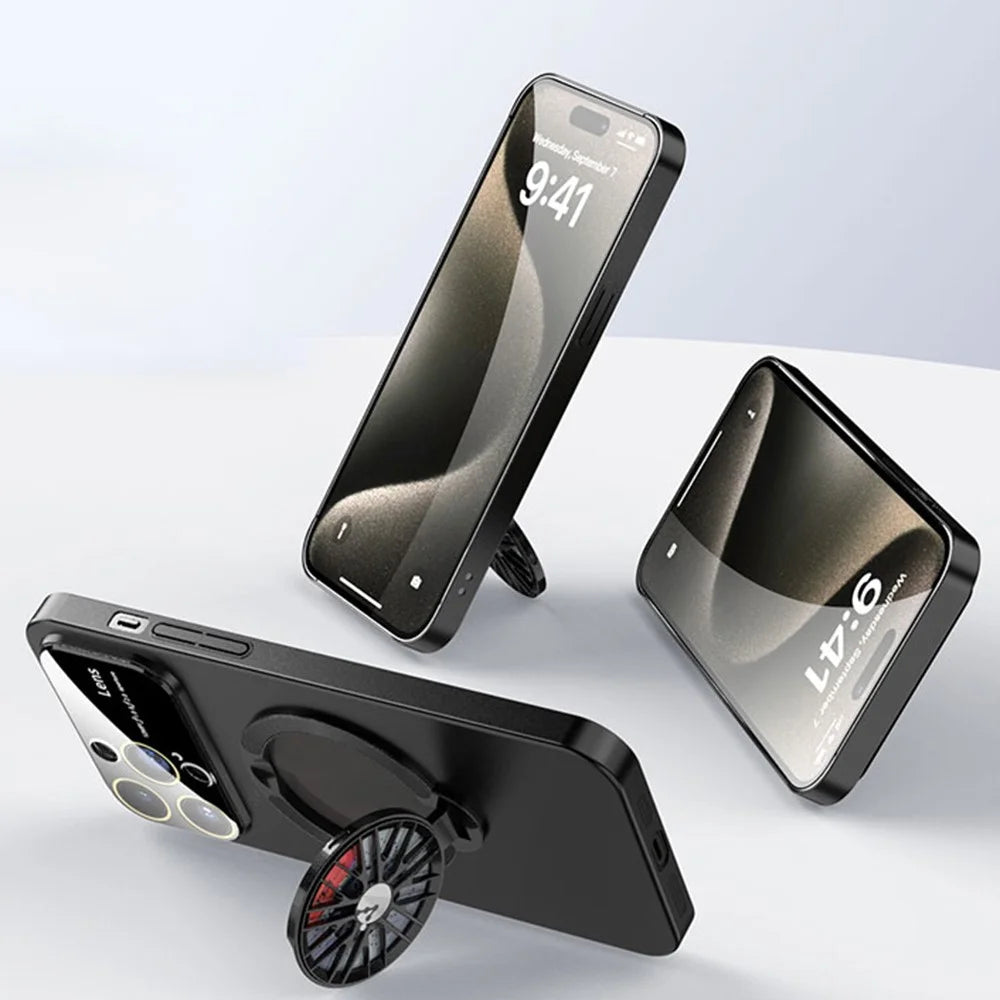For iPhone 15 Pro Max Case Compatible with MagSafe Hard PC Kickstand Phone Cover - Black - 2