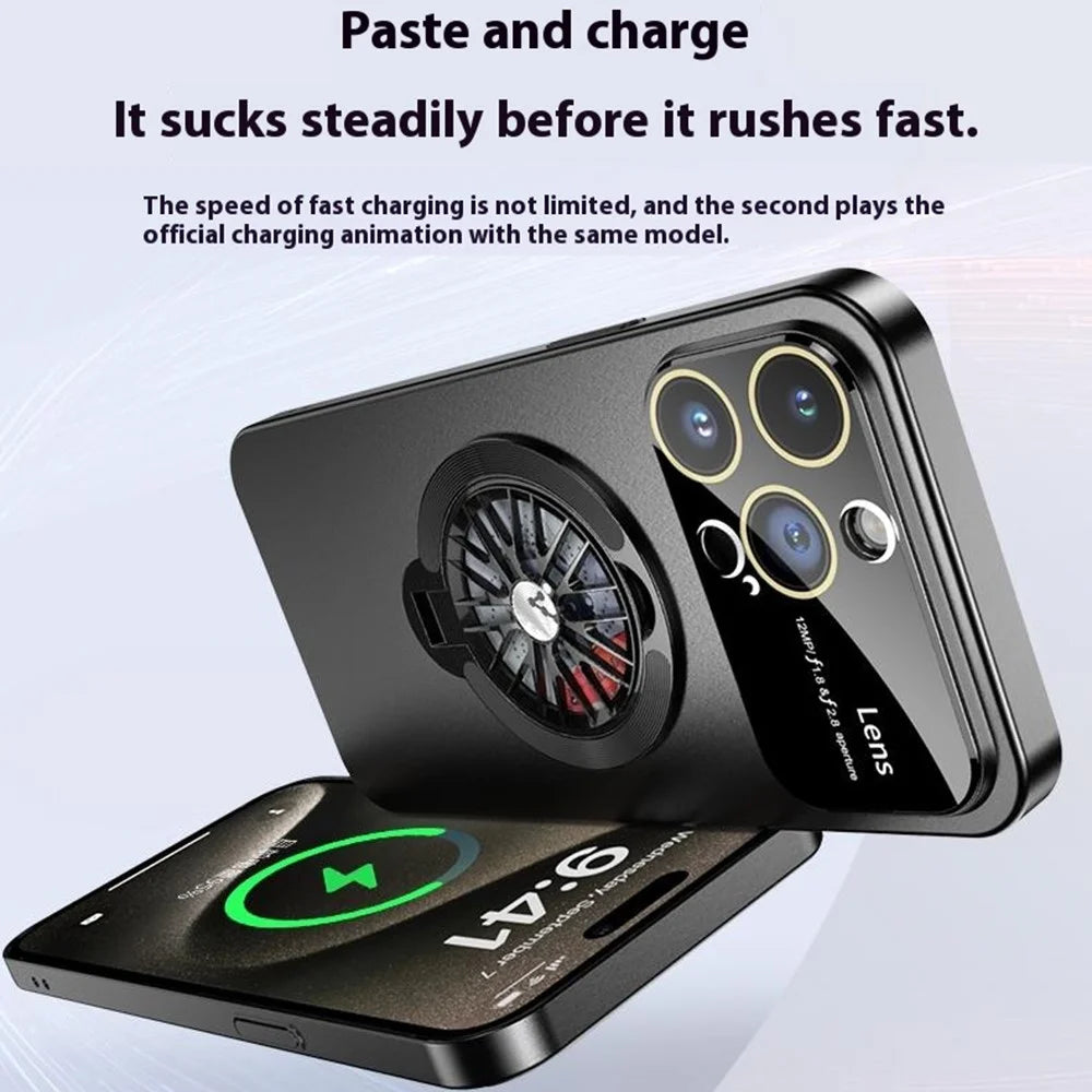 For iPhone 15 Pro Max Case Compatible with MagSafe Hard PC Kickstand Phone Cover - Black - 6