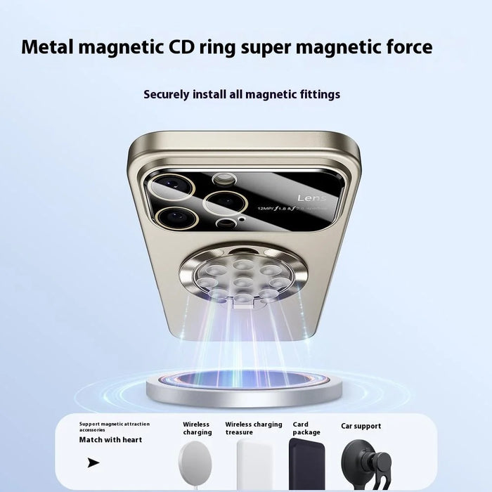 For iPhone 15 Pro Case Compatible with MagSafe Suction Cup Kickstand PC Phone Cover - Titanium - 2