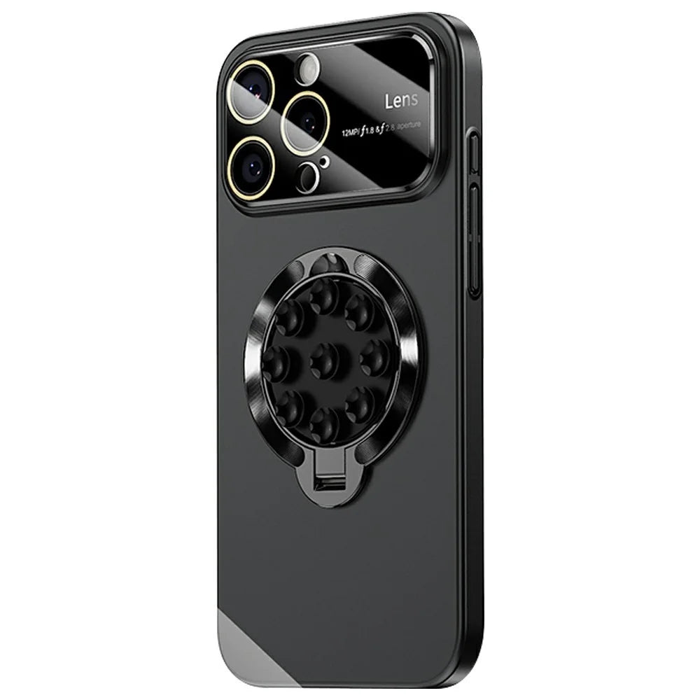 For iPhone 14 Pro Case Compatible with MagSafe Suction Cup Kickstand PC Phone Cover - Black - 1
