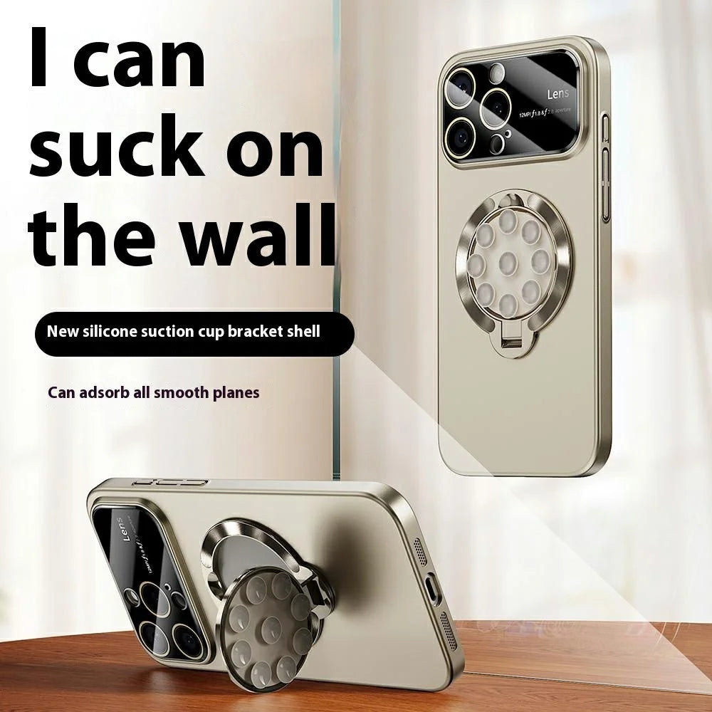 For iPhone 14 Pro Case Compatible with MagSafe Suction Cup Kickstand PC Phone Cover - Black - 2
