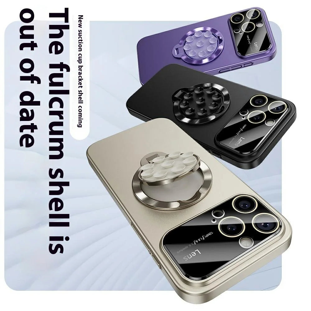 For iPhone 14 Pro Case Compatible with MagSafe Suction Cup Kickstand PC Phone Cover - Black - 3