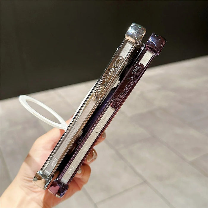For iPhone 16 Pro Max Magnetic Case Rotating Spinner Kickstand PC + TPU Airbag Mobile Cover - Purple - 6
