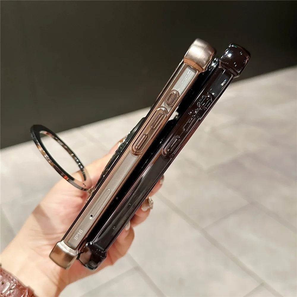 For iPhone 16 Plus Magnetic Case Rotating Spinner Kickstand PC + TPU Airbag Mobile Cover - Dark Purple - 6