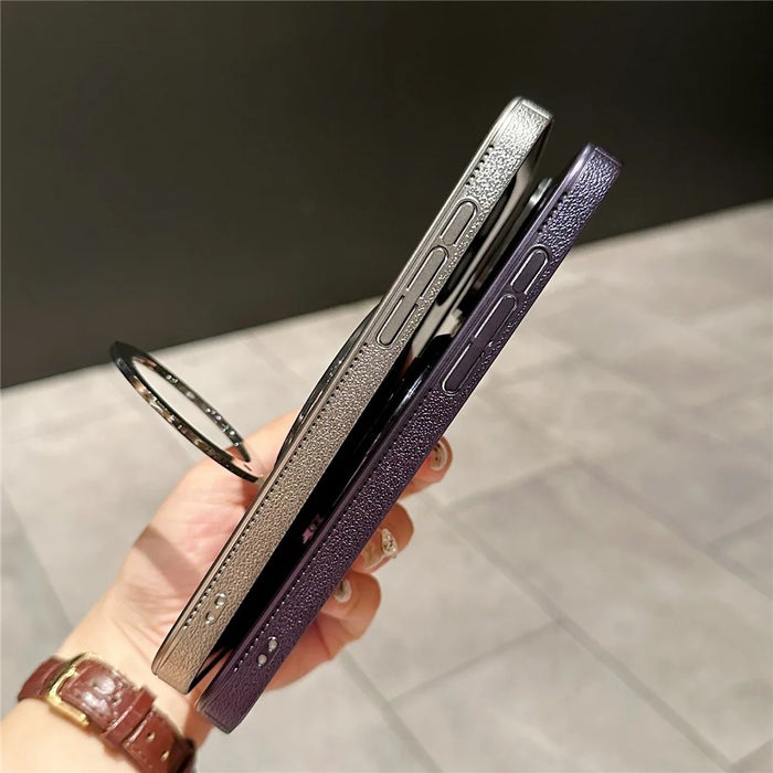 For iPhone 14 Pro Case Compatible with MagSafe Gyroscope Kickstand Heat Dissipation PC Back Cover - Dark Purple - 6