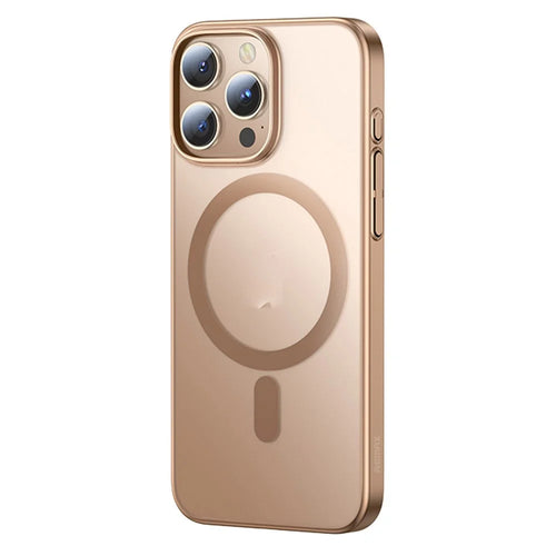 REMAX RM-1625 For iPhone 16 Pro Max Case Compatible with MagSafe Skin Touch Electroplated Slim Phone Cover - Desert Gold - 1