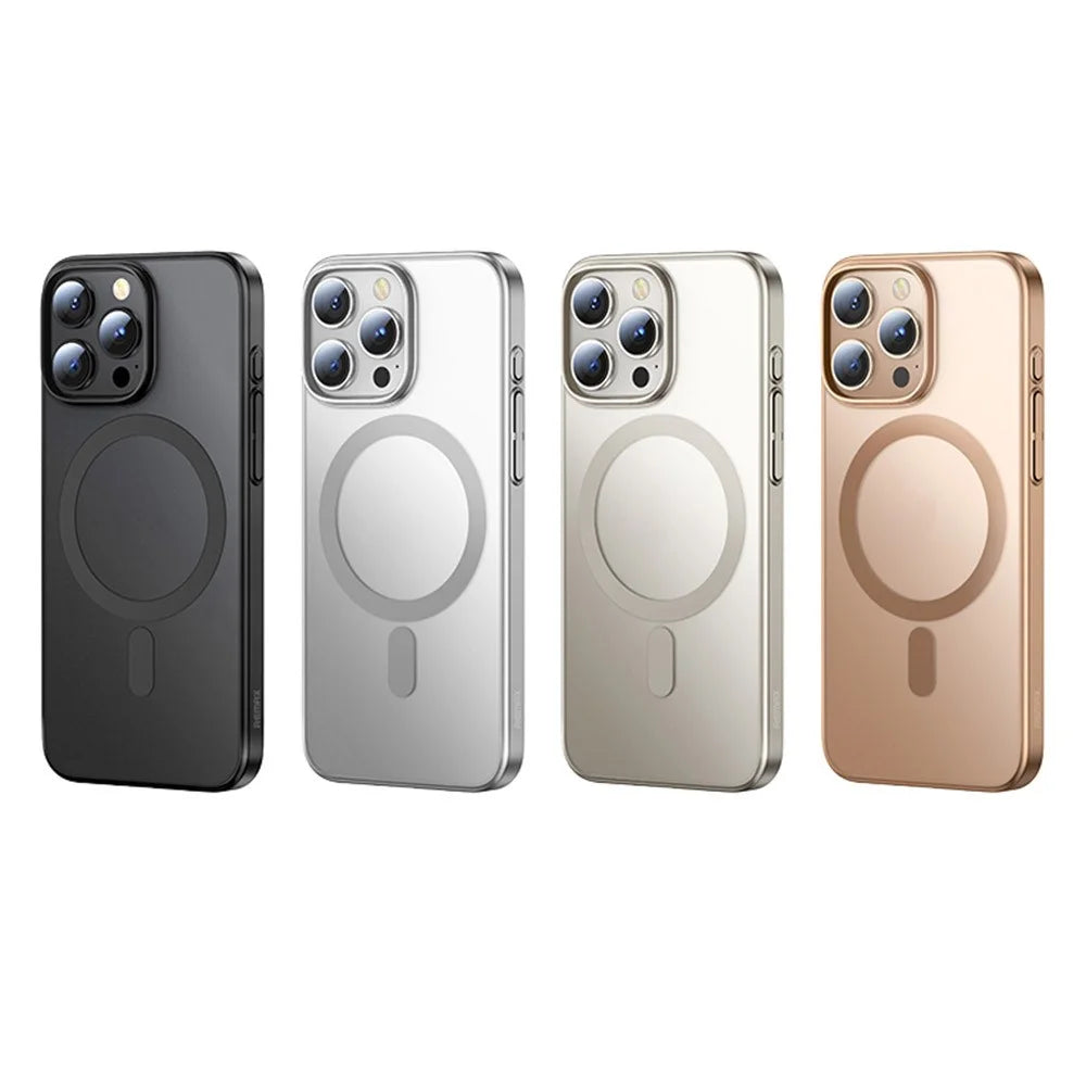 REMAX RM-1625 For iPhone 16 Pro Max Case Compatible with MagSafe Skin Touch Electroplated Slim Phone Cover - Desert Gold - 4