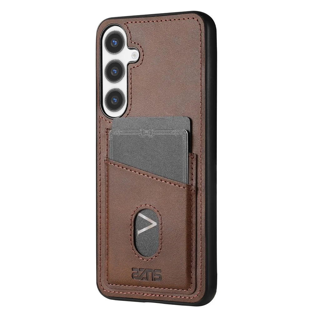 AZNS K1 Series For Samsung Galaxy A56 5G Case Calf Texture Anti-Drop PU+TPU Phone Cover with 2 Card Slot - Coffee - 3