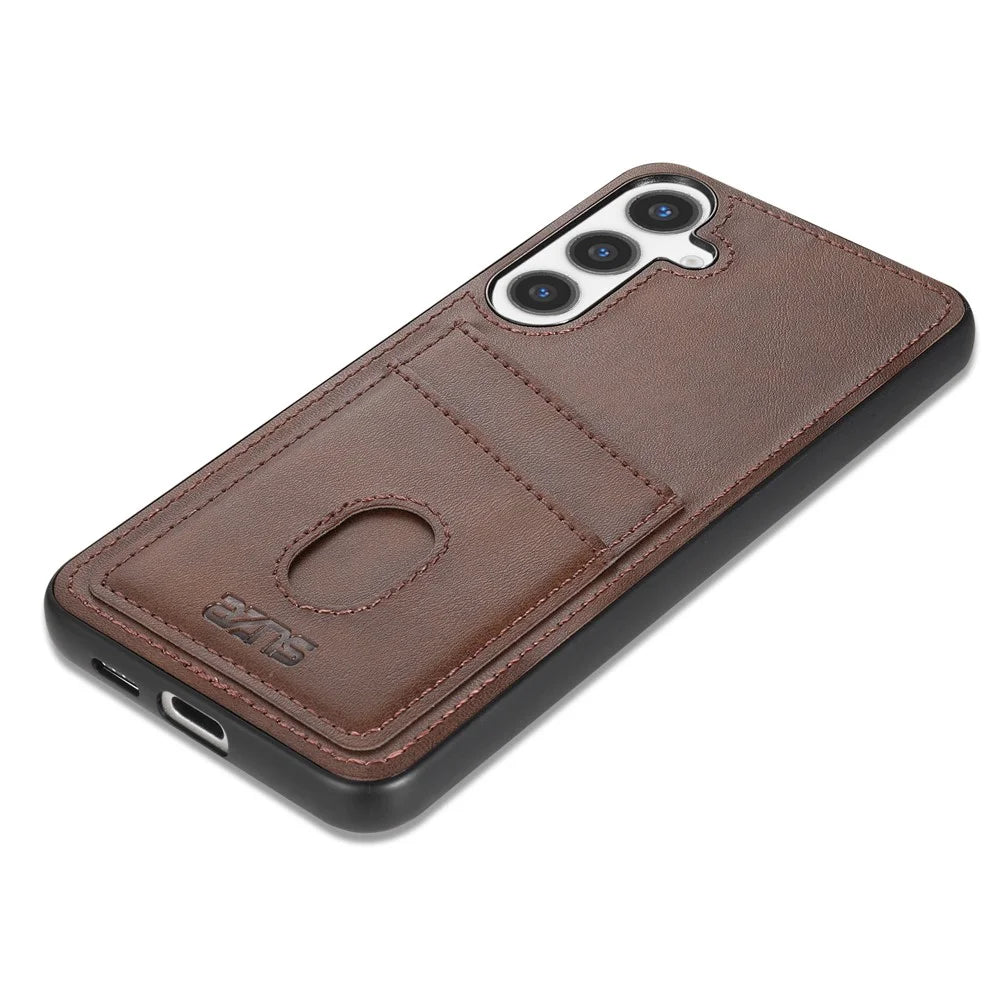 AZNS K1 Series For Samsung Galaxy A16 5G  /  4G Case Calf Texture Anti-Drop PU+TPU Phone Cover with 2 Card Slot - Coffee - 4
