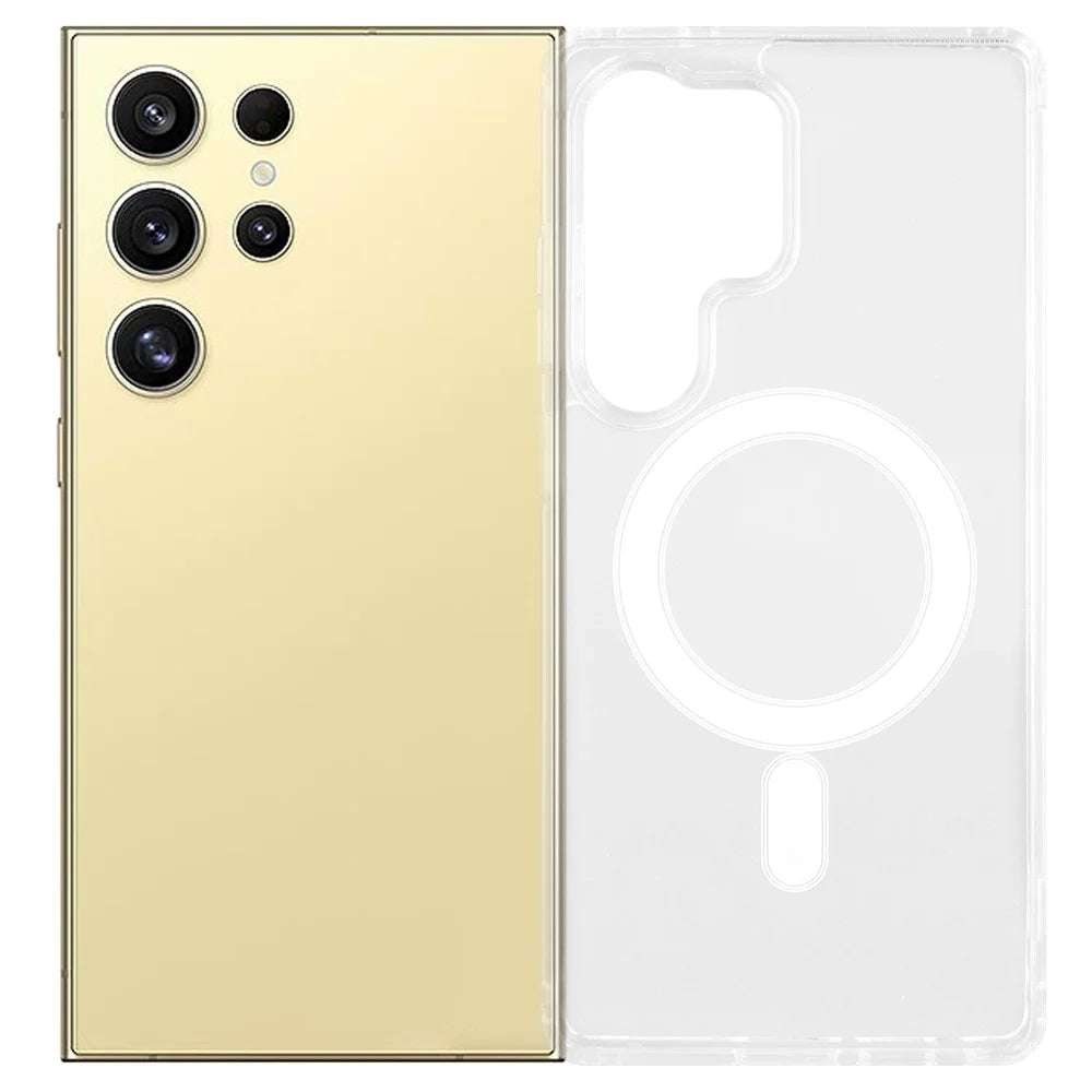 For Samsung Galaxy S24 Ultra Magnetic Case TPU + Acrylic Clear Phone Cover - 1
