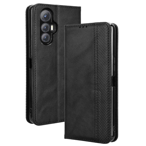 For Cubot Max 5 Leather Case Wallet Stand Retro Texture Phone Cover - Black - 1