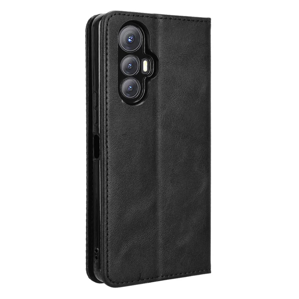 For Cubot Max 5 Leather Case Wallet Stand Retro Texture Phone Cover - Black - 7