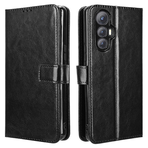 For Cubot Max 5 Case Crazy Horse Texture PU Leather Phone Wallet Cover - Black - 1