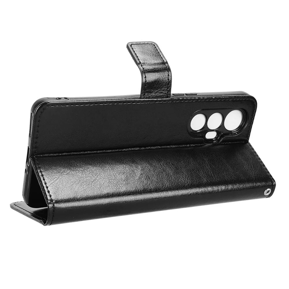 For Cubot Max 5 Case Crazy Horse Texture PU Leather Phone Wallet Cover - Black - 4