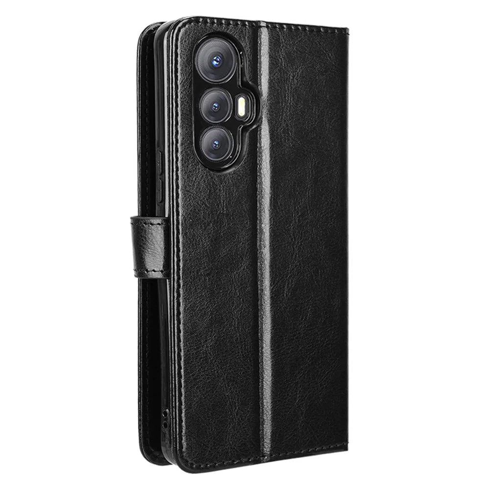 For Cubot Max 5 Case Crazy Horse Texture PU Leather Phone Wallet Cover - Black - 6