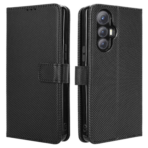 For Cubot Max 5 Case PU Leather Diamond Texture Wallet Phone Cover - Black - 1