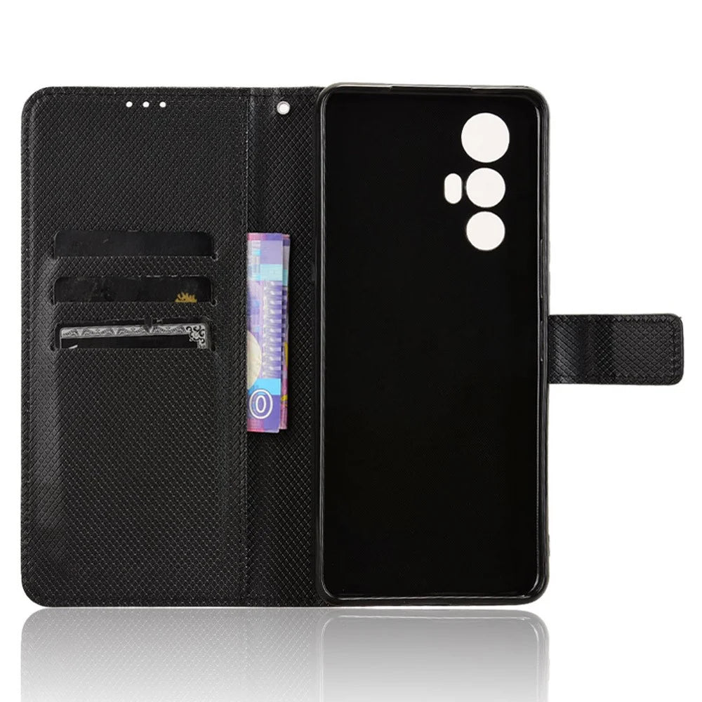 For Cubot Max 5 Case PU Leather Diamond Texture Wallet Phone Cover - Black - 2