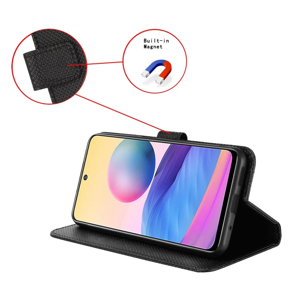 For Cubot Max 5 Case PU Leather Diamond Texture Wallet Phone Cover - Black - 5