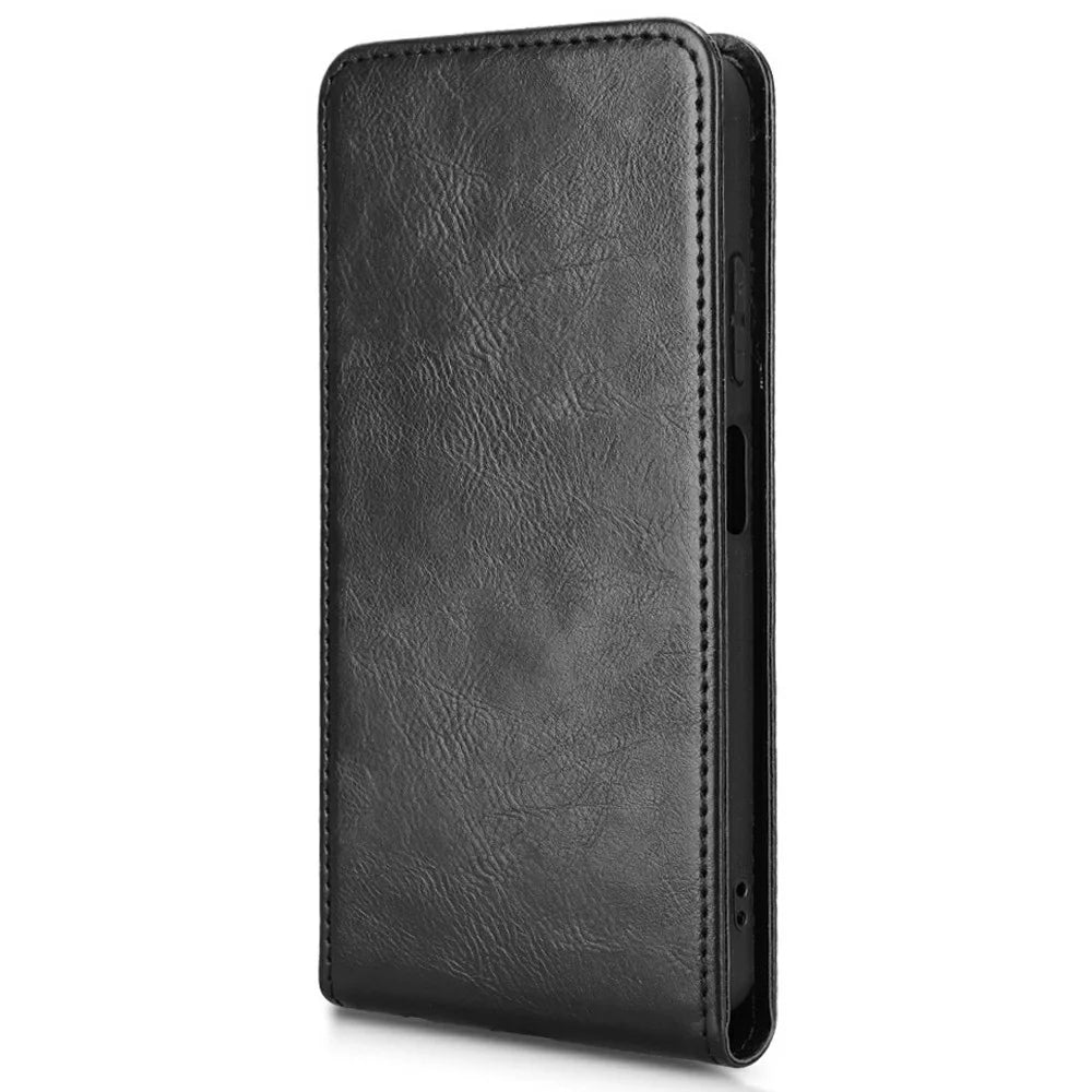 Leather Case For Blackview Wave 8  /  Wave 8C  /  Oscal Flat 2 Magnetic Vertical Flip Phone Cover with Card Slot - Black - 2