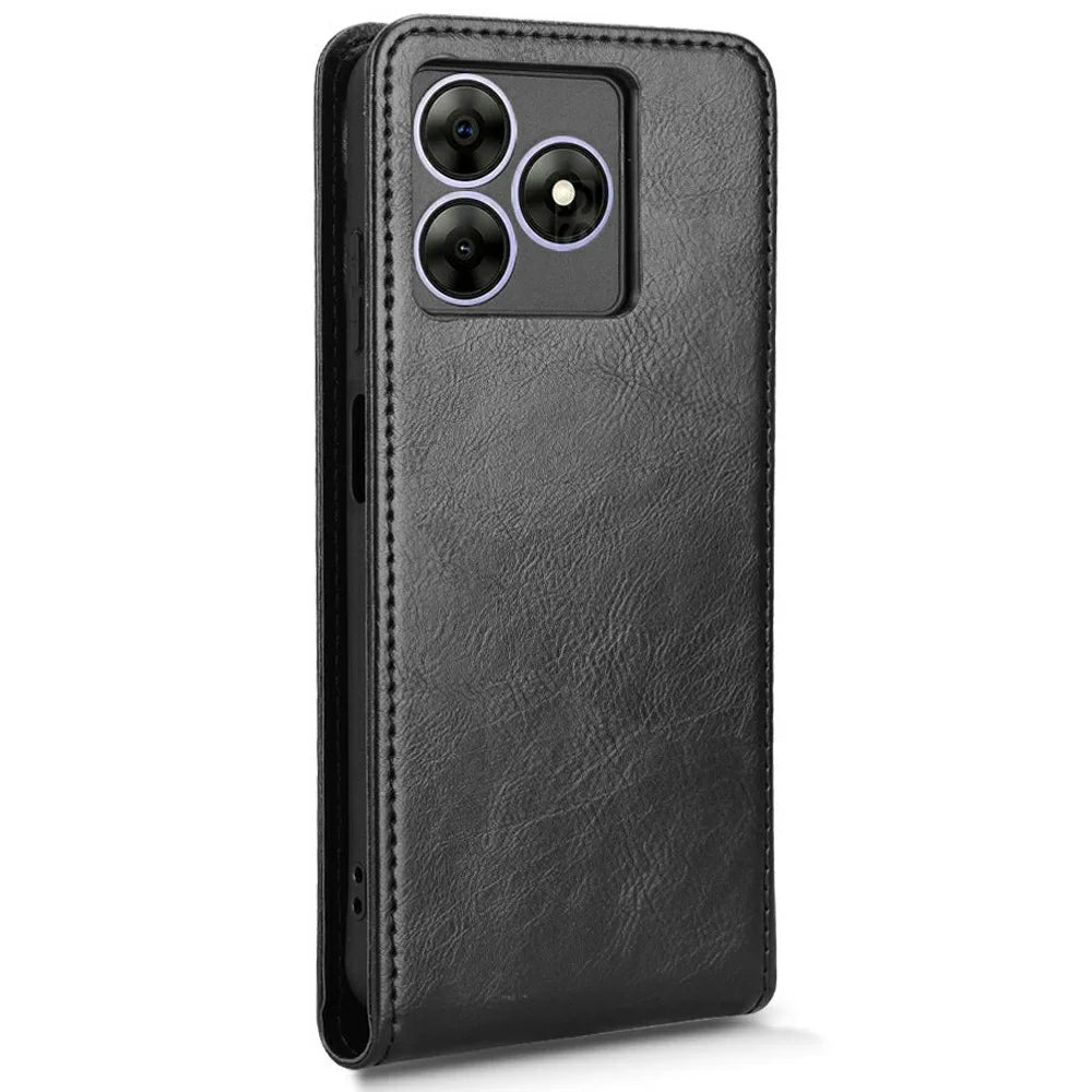Leather Case For Blackview Wave 8  /  Wave 8C  /  Oscal Flat 2 Magnetic Vertical Flip Phone Cover with Card Slot - Black - 3