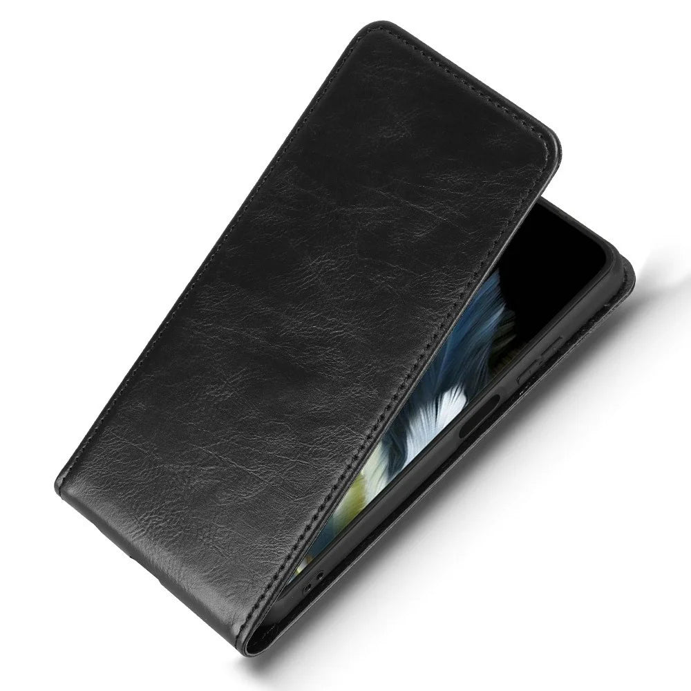 Leather Case For Blackview Wave 8  /  Wave 8C  /  Oscal Flat 2 Magnetic Vertical Flip Phone Cover with Card Slot - Black - 5