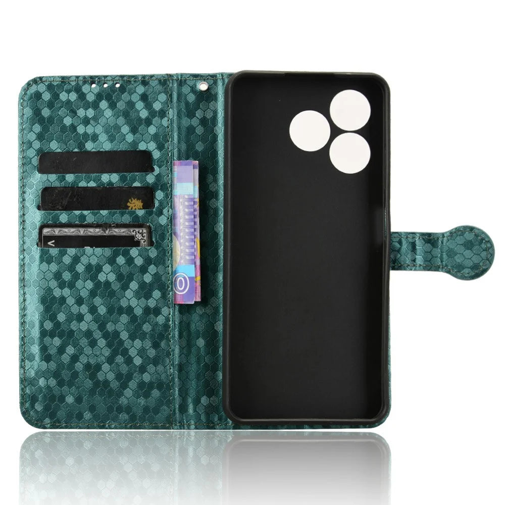 PU Leather Case For Blackview Wave 8  /  Wave 8C  /  Oscal Flat 2 Wallet Dot Pattern Imprint Phone Cover - Green - 4