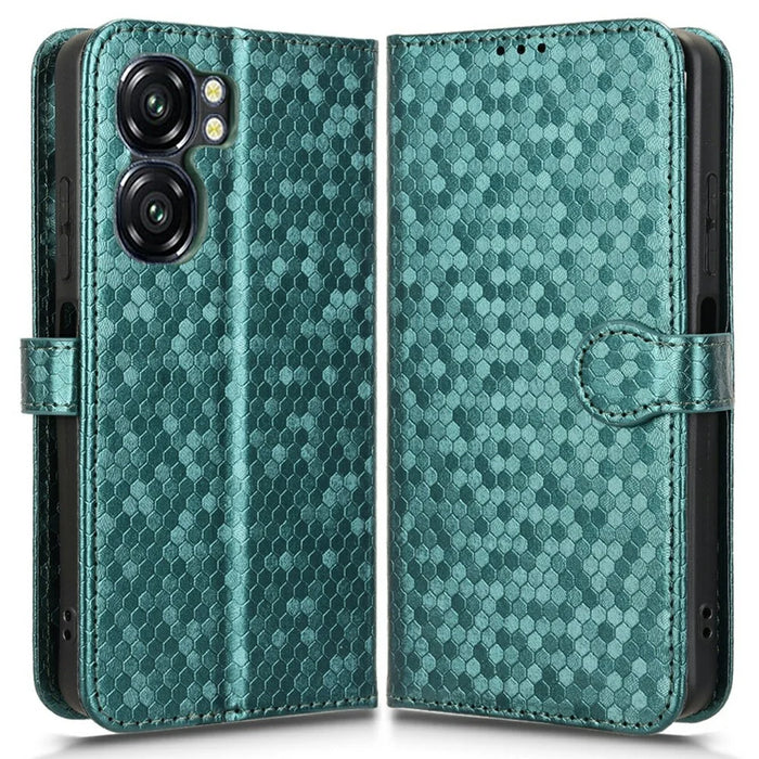 For Oukitel C58 Pro  /  C58 Wallet Case Dot Pattern Imprint PU Leather Phone Cover - Green - 1
