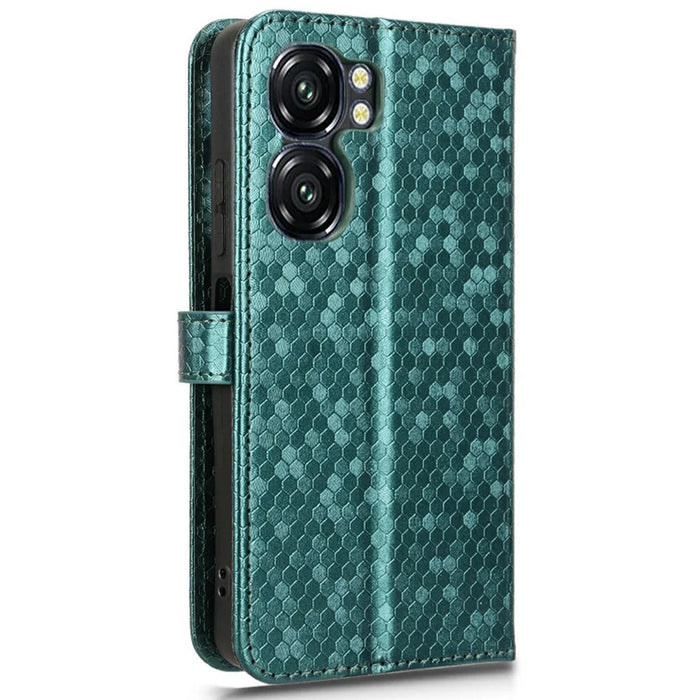 For Oukitel C58 Pro  /  C58 Wallet Case Dot Pattern Imprint PU Leather Phone Cover - Green - 7