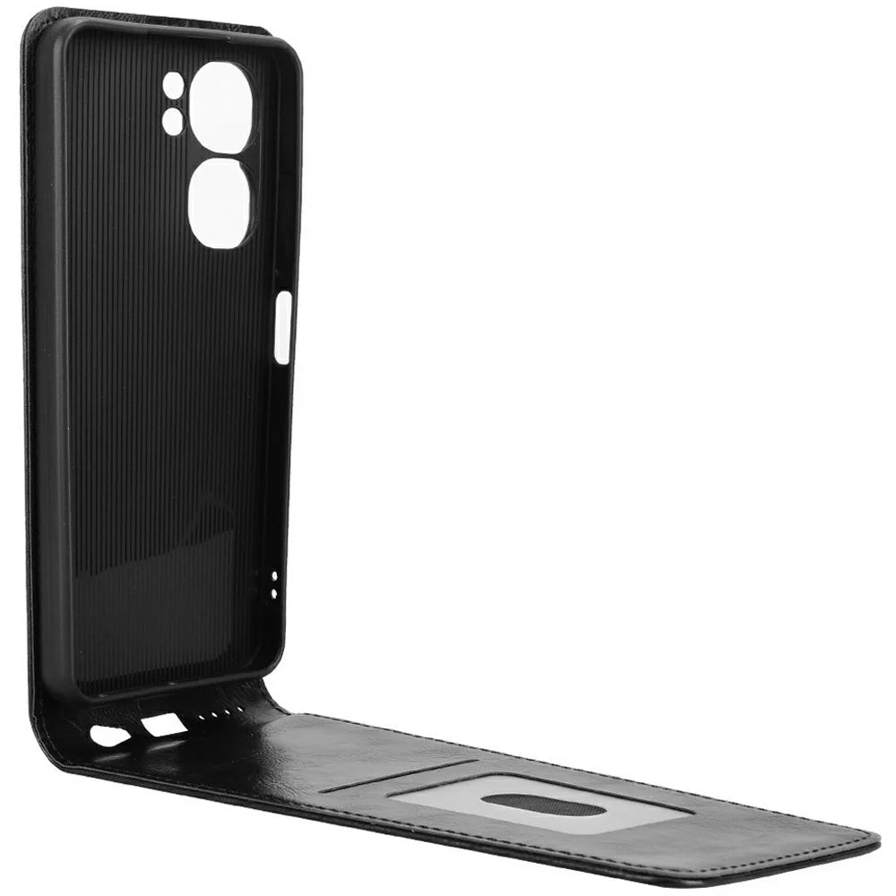 For Oukitel C58 Pro  /  C58 Case with Card Slot Magnetic Vertical Flip Leather Phone Cover - Black - 4