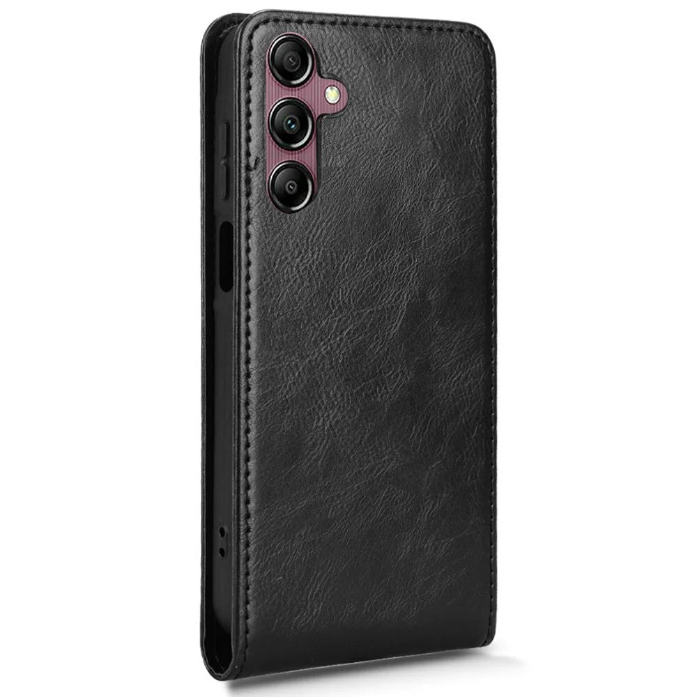 For Samsung Galaxy A15 5G  /  4G Case with Card Slot Magnetic Vertical Flip Leather Phone Cover - Black - 3