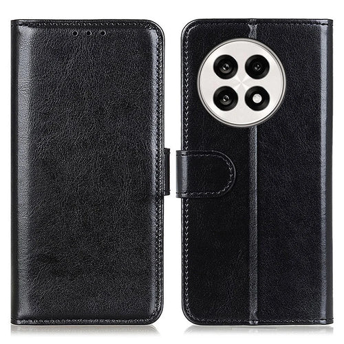 For OnePlus 13R 5G / Ace 5 5G Case Crazy Horse Texture PU Leather Phone Stand Cover - Black - 1