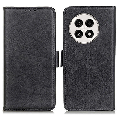 For OnePlus 13R 5G / Ace 5 5G Case Stand Cowhide Texture PU Leather Phone Cover - Black - 1