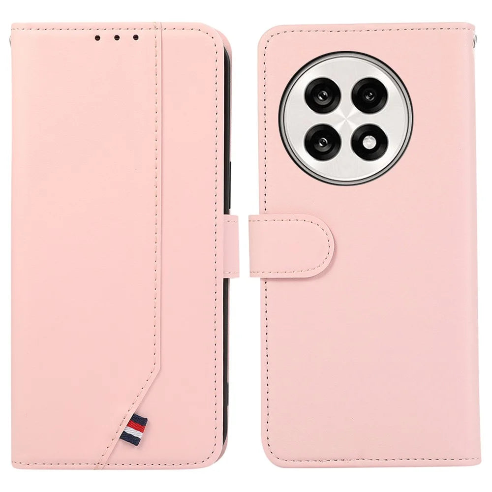 For OnePlus 13R 5G / Ace 5 5G Case RFID Blocking Flip Leather Phone Cover - Pink - 1