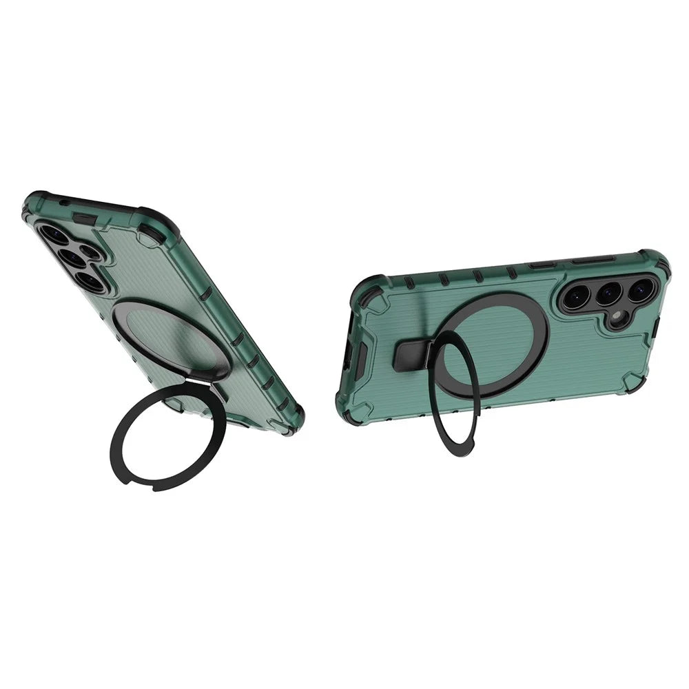 For Samsung Galaxy S25+ Case with Kickstand PC+TPU Phone Cover Magnetic Case - Green - 2