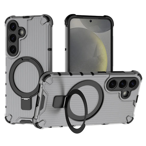 For Samsung Galaxy S25 Ultra Case with Kickstand PC+TPU Phone Cover Magnetic Case - Grey - 1