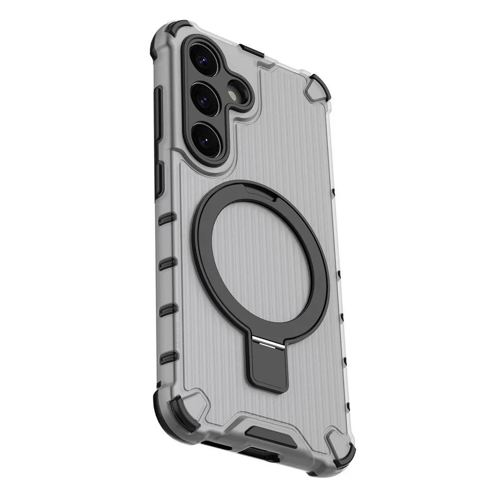 For Samsung Galaxy S25 Ultra Case with Kickstand PC+TPU Phone Cover Magnetic Case - Grey - 4