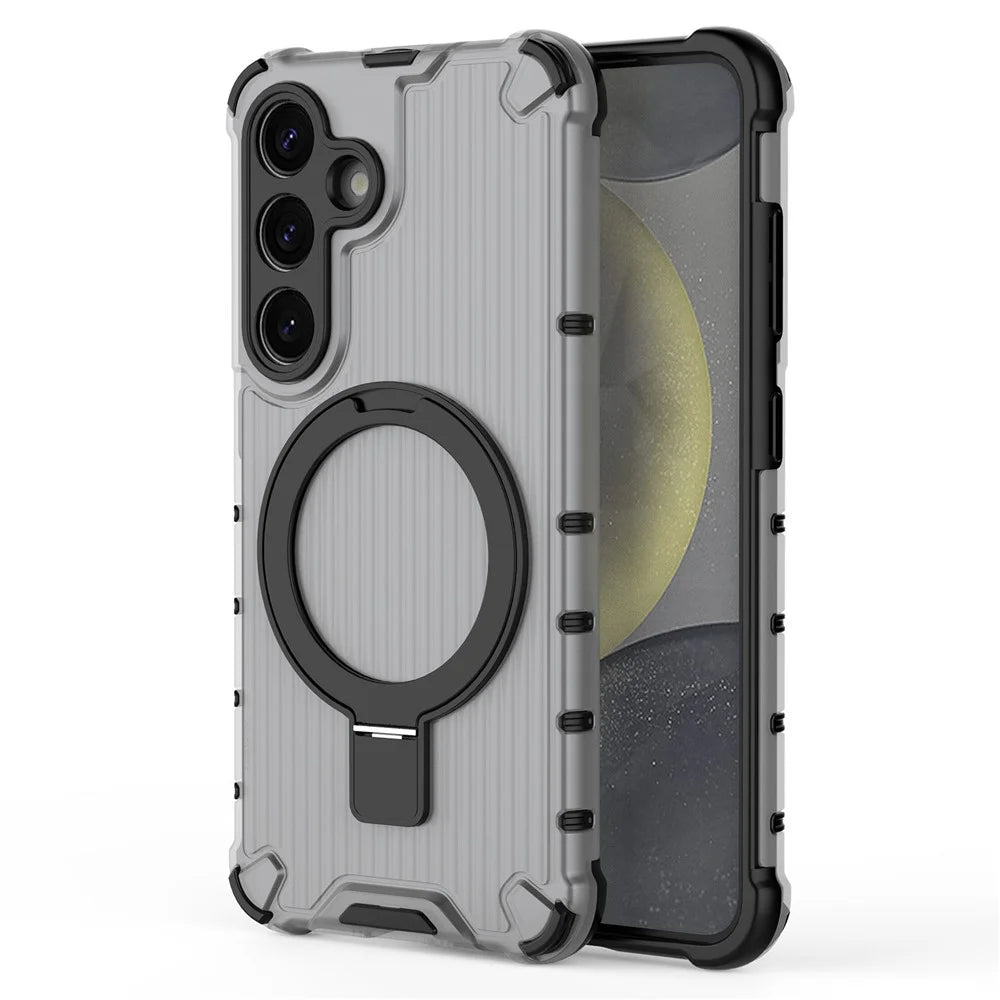 For Samsung Galaxy S25 Ultra Case with Kickstand PC+TPU Phone Cover Magnetic Case - Grey - 5