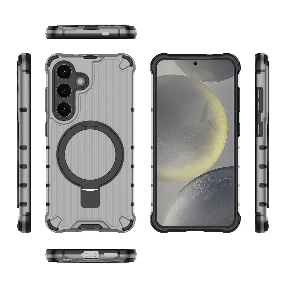 For Samsung Galaxy S25 Ultra Case with Kickstand PC+TPU Phone Cover Magnetic Case - Grey - 6