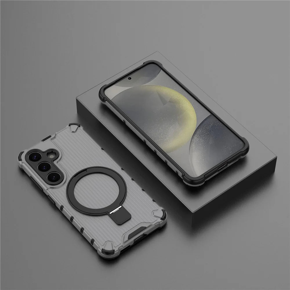 For Samsung Galaxy S25 Ultra Case with Kickstand PC+TPU Phone Cover Magnetic Case - Grey - 7