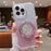 For iPhone 16 Pro Max Case Magnetic Kickstand TPU + PC Glitter Phone Cover with Mirror - Pink - 2