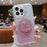 For iPhone 16 Pro Magnetic Case Butterfly Kickstand TPU + PC Glitter Phone Cover with Mirror - Pink - 2