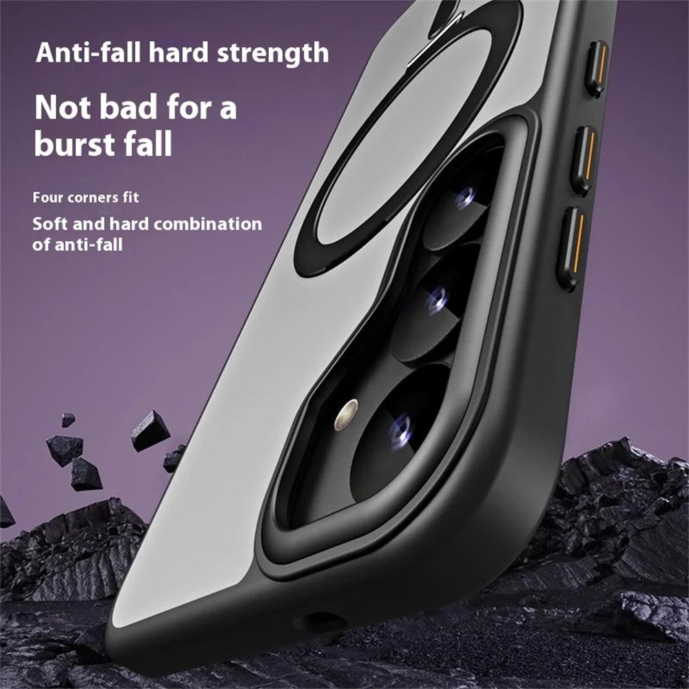 For Samsung Galaxy S25 Magnetic Case TPU + Acrylic Kickstand Phone Cover - Black - 7